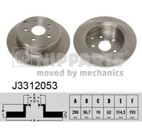 2x Disco freno Assale posteriore pieno J3312053 NIPPARTS per TOYOTA
