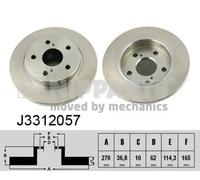 2x Disco freno Assale posteriore pieno J3312057 NIPPARTS per TOYOTA AURIS