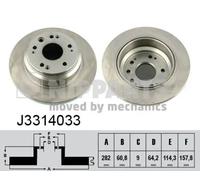 2x Disco freno Assale posteriore pieno J3314033 NIPPARTS per HONDA