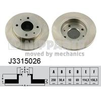 2x Disco freno Assale posteriore pieno J3315026 NIPPARTS per SMART MITSUBISHI