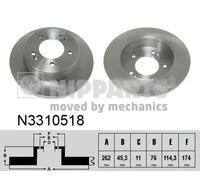 2x Disco freno Assale posteriore pieno N3310518 NIPPARTS per HYUNDAI KIA