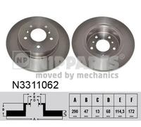 2x Disco freno Assale posteriore pieno N3311062 NIPPARTS per NISSAN RENAULT