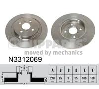 2x Disco freno Assale posteriore pieno N3312069 NIPPARTS per DAIHATSU TOYOTA