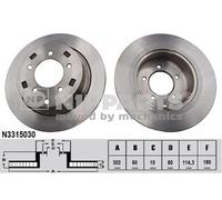 2x Disco freno Assale posteriore pieno N3315030 NIPPARTS per MITSUBISHI JEEP