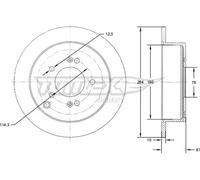 2x Disco freno Assale posteriore pieno TX 71-49 TOMEX Brakes per HYUNDAI KIA