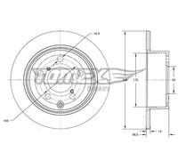 2x Disco freno Assale posteriore pieno TX 71-67 TOMEX Brakes per TOYOTA AVENSIS