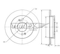 2x Disco freno Assale posteriore pieno TX 73-37 TOMEX Brakes per KIA HYUNDAI