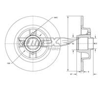 2x Disco freno Assale posteriore pieno TX 73-571 TOMEX Brakes per PEUGEOT DS
