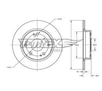 2x Disco freno Assale posteriore pieno TX 73-82 TOMEX Brakes per HONDA