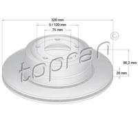 2x Disco freno Assale posteriore Sx ventilato 502 874 TOPRAN per BMW 5 Touring 5