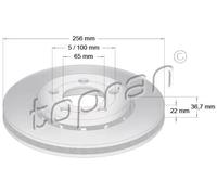 2x Disco freno Assale posteriore ventilato 110 434 TOPRAN per SKODA VW AUDI SEAT