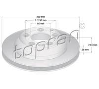 2x Disco freno Assale posteriore ventilato 111 290 TOPRAN per PORSCHE VW AUDI