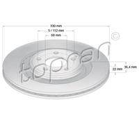 2x Disco freno Assale posteriore ventilato 113 012 TOPRAN per AUDI A7 Sportback