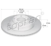 2x Disco freno Assale posteriore ventilato 501 232 TOPRAN per BMW 3 3 Touring X1