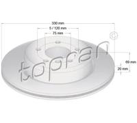 2x Disco freno Assale posteriore ventilato 502 006 TOPRAN per BMW 5 5 Touring