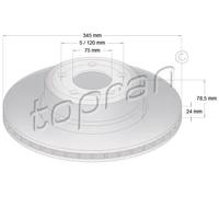 2x Disco freno Assale posteriore ventilato 502 105 TOPRAN per BMW X6 X5