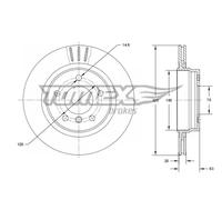 2x Disco freno Assale posteriore ventilato TX 73-96 TOMEX Brakes per BMW 5 6