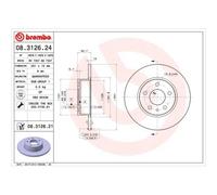 2X Disco Freno Brembo 08.3126.24 Prime Line per Alfa Romeo Fiat Lancia