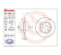 DISCHI FRENO BREMBO CITROEN C3 dal 2002 ANTERIORE - disco PIENO