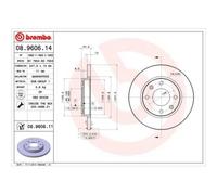2X Disco Freno Brembo 08.9606.14 Prime Line per Peugeot Assale Anteriore