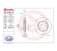 2X Disco Freno Brembo 09.5196.14 Prime Line per Citroën Peugeot Mega