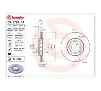 2X Disco Freno Brembo 09.6799.14 Prime Line per Seat VW Assale Anteriore