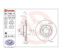 2X Disco Freno Brembo 09.7196.14 Prime Line per Audi VW Assale Anteriore