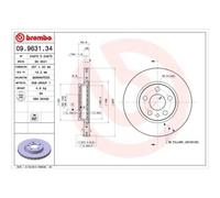 2X Disco Freno Brembo 09.9631.34 Prime Line per Fiat Assale Anteriore