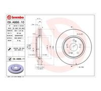 Brembo Disco freno 09.A866.10 – Coppia (Set di 2) Anteriore per HONDA CR-V III (RE_), CR-V IV (RM_)