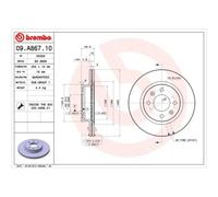 2X Disco Freno Brembo 09.A867.10 Prime Line per Hyundai Kia Assale Anteriore