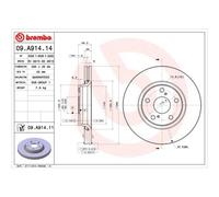 2X Disco Freno Brembo 09.A914.14 Prime Line per Toyota Assale Anteriore