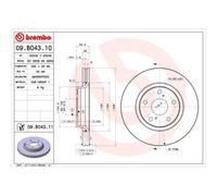2X Disco Freno Brembo 09.B043.10 Prime Line per Toyota Assale Anteriore