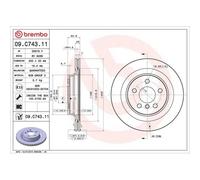 Disco freno BREMBO 09C74311 posteriore, ventilato, altamente carbonizzato, 1 Pezzo