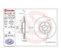 Disco freno BREMBO 09C13811 anteriore, ventilato, 1 Pezzo