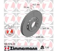 2x Disco freno con ventilazione esterna 100.1216.20 ZIMMERMANN per AUDI VW SKODA
