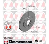 2x Disco freno con ventilazione esterna 100.1233.20 ZIMMERMANN per AUDI SKODA VW