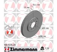 2x Disco freno con ventilazione esterna 100.1235.20 ZIMMERMANN per AUDI SKODA VW