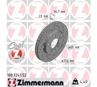 2x Disco freno con ventilazione esterna 100.1241.52 ZIMMERMANN per VW AUDI SEAT