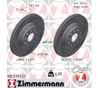 2x Disco freno con ventilazione esterna 100.3309.53 ZIMMERMANN per VW SKODA AUDI