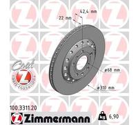ZIMMERMANN Disco freno 100.3311.20 ventilato assale posteriore per Audi VW