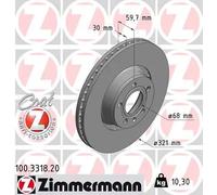 2x Disco freno con ventilazione esterna 100.3318.20 ZIMMERMANN per AUDI A6 C6