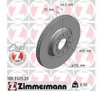 2x Disco freno con ventilazione esterna 100.3325.20 ZIMMERMANN per VW SKODA