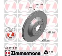 2x Disco freno con ventilazione esterna 100.3329.20 ZIMMERMANN per AUDI TT