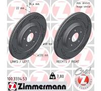 2x Disco freno con ventilazione esterna 100.3334.53 ZIMMERMANN per AUDI Q5 A5