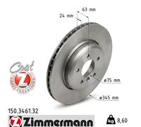2x Disco freno con ventilazione esterna 150.3461.32 ZIMMERMANN per BMW 5 Touring