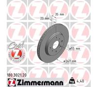 2x Disco freno con ventilazione esterna 180.3021.20 ZIMMERMANN per CITROËN