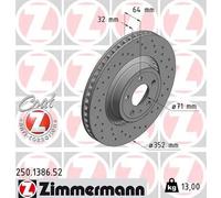 2x Disco freno con ventilazione esterna 250.1386.52 ZIMMERMANN per FORD USA