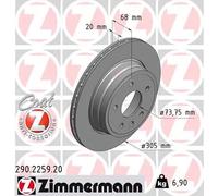 2x Disco freno con ventilazione esterna 290.2259.20 ZIMMERMANN per JAGUAR