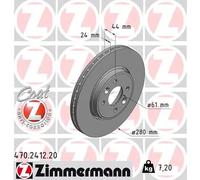 2x Disco freno con ventilazione esterna 470.2412.20 ZIMMERMANN per RENAULT WIND