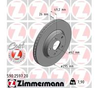2x Disco freno con ventilazione esterna 590.2597.20 ZIMMERMANN per TOYOTA VERSO